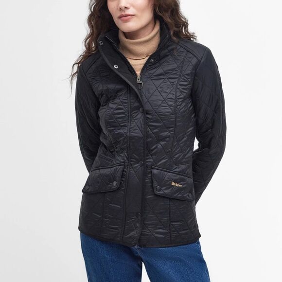 Barbour Flyweight Cavalry Quilt Jacket in Classic Black Size 6 - Picture 1 of 9